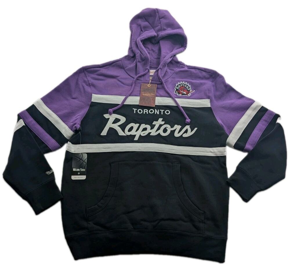 Mitchell & Ness Mens Sz Large Toronto Raptors Script Head Coach Hoody Sweatshirt